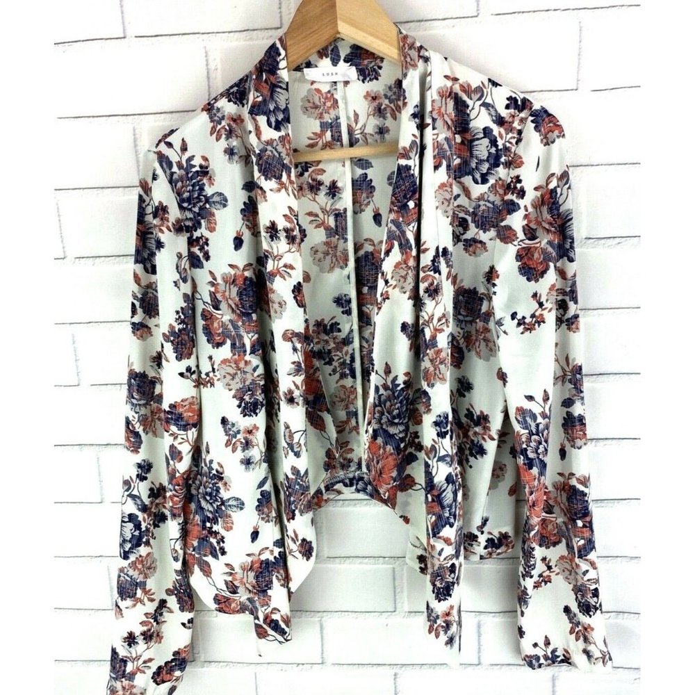 Lush Women's Medium Silky Blue Orange Ivory Medium